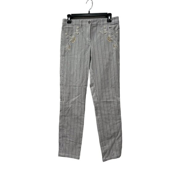PER SE by Carlisle Stephanie Pants embellished Striped *No Size Label* - Picture 1 of 12